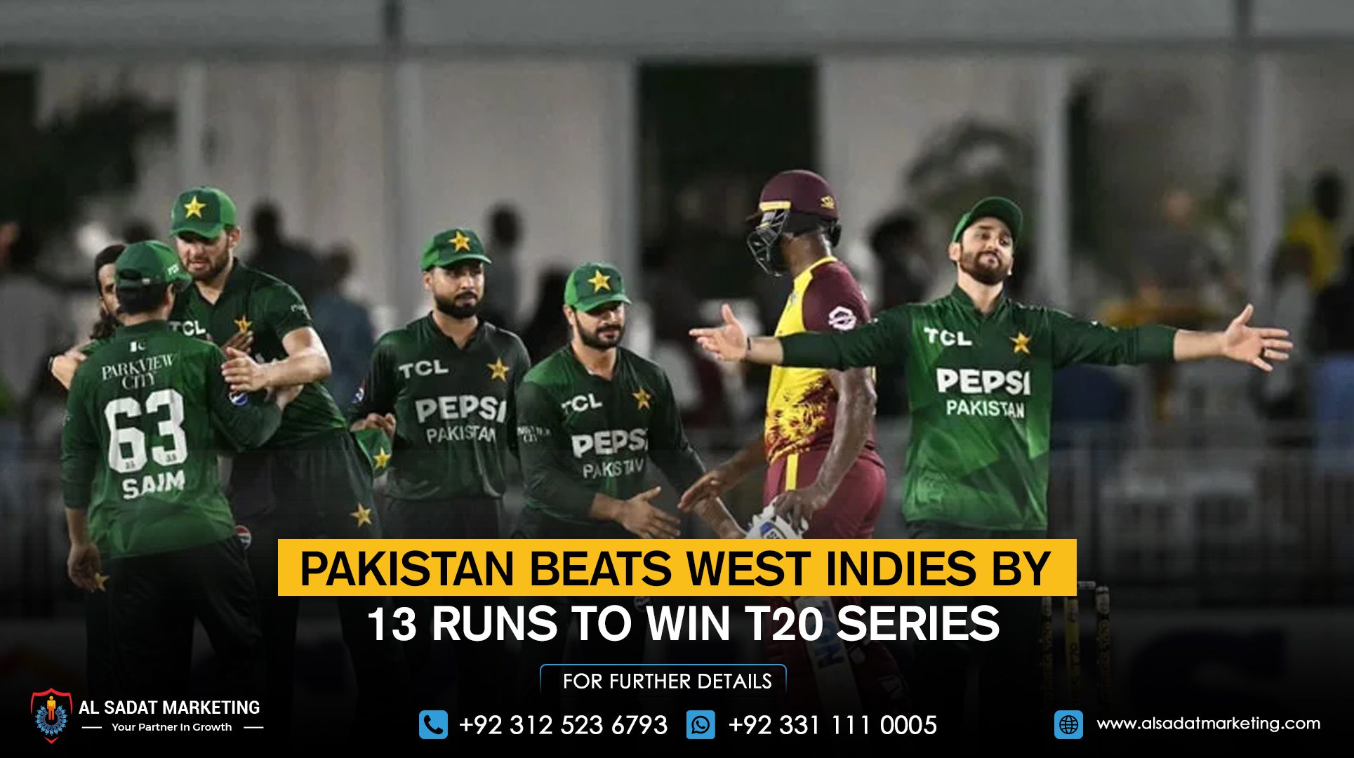 Pakistan beats West Indies by 13 runs to win T20 series