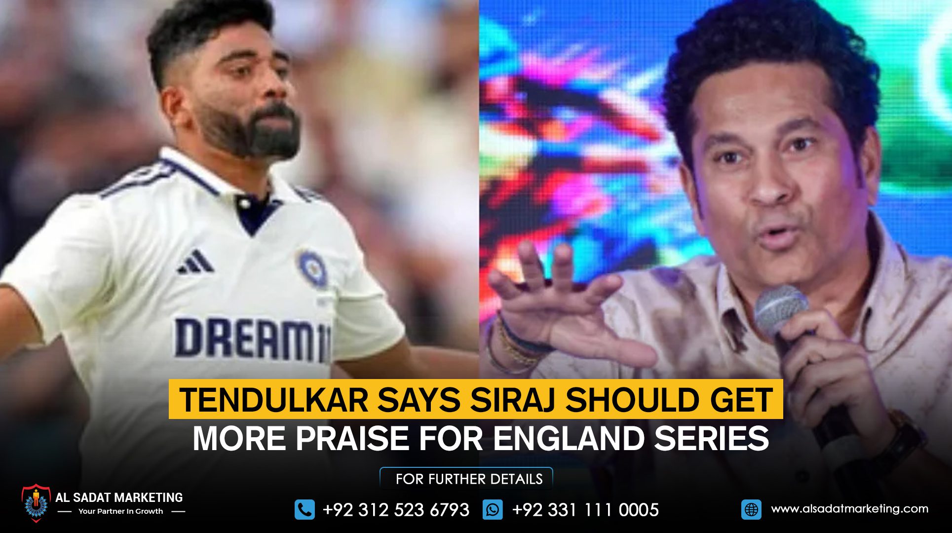 Tendulkar says Siraj should get more praise for England series