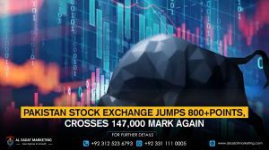 Pakistan Stock Exchange jumps 800+ points, crosses 147,000 mark again