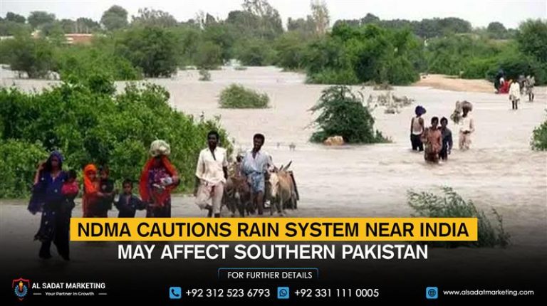 NDMA cautions that the rain system near India may affect southern Pakistan
