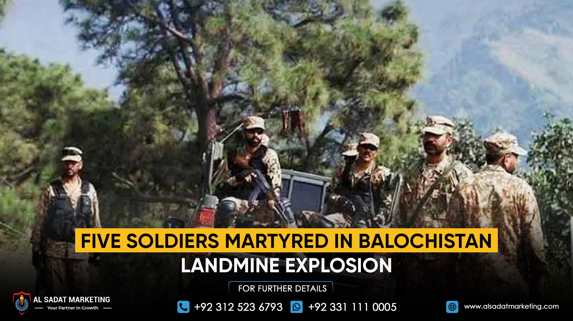 Five soldiers were martyred in a Balochistan landmine explosion