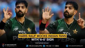 Haris Rauf mocks Indian fans with ‘6–0’ sign
