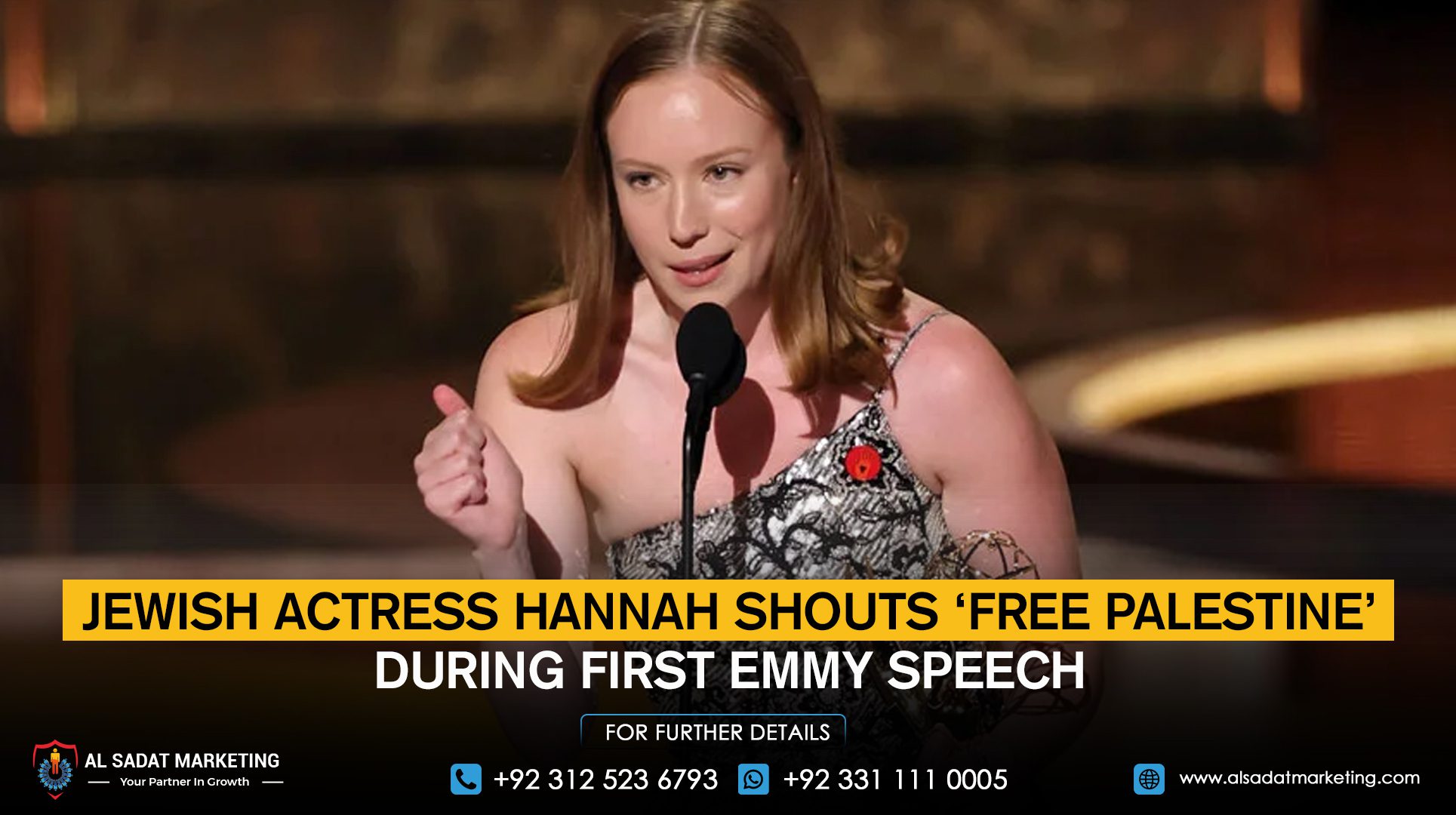 Jewish actress Hannah shouts ‘Free Palestine’ during first Emmy speech
