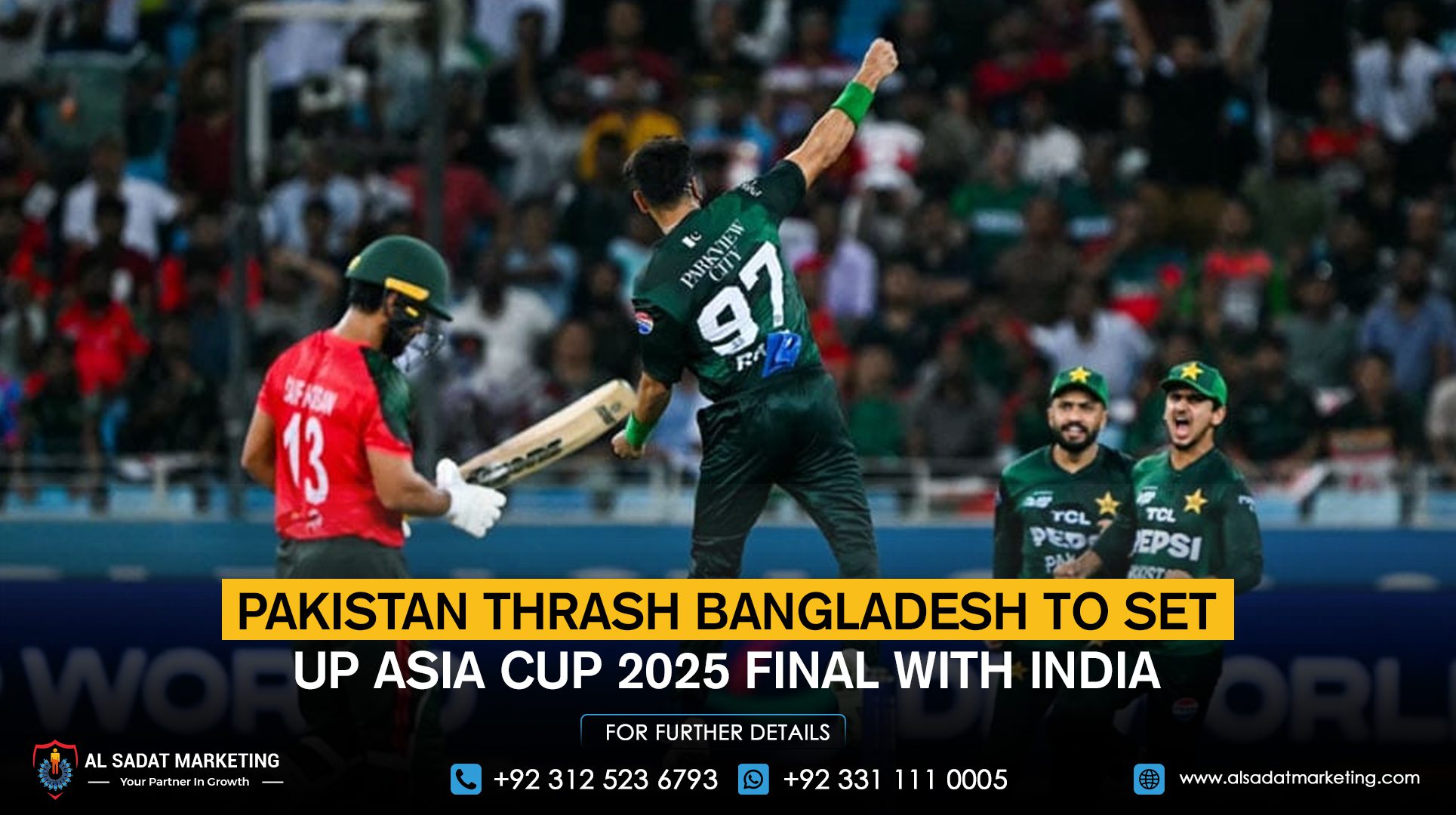 Pakistan thrash Bangladesh to set up Asia Cup 2025 final with India