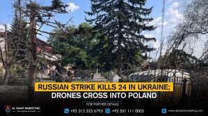Russian strike kills 24 in Ukraine; drones cross into Poland