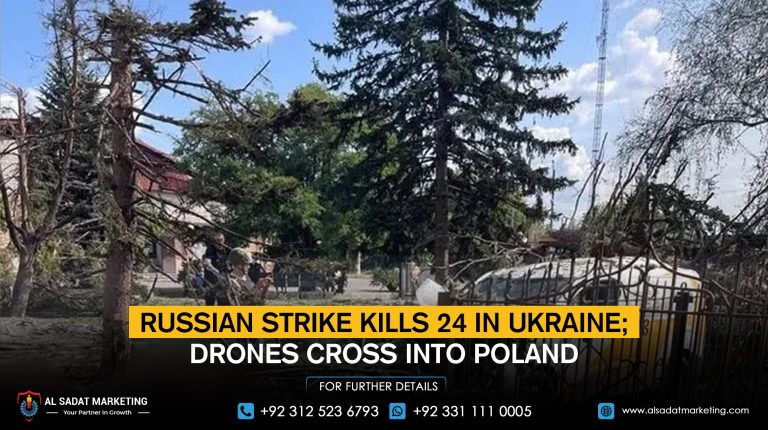 Russian strike kills 24 in Ukraine; drones cross into Poland