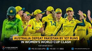 Australia defeated Pakistan by 107 runs in a Women’s World Cup clash