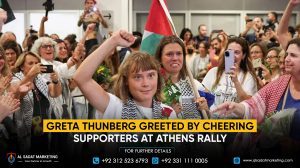 Greta Thunberg greeted by cheering supporters at Athens rally