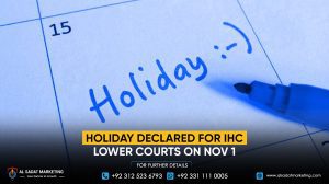 Holiday declared for IHC, lower courts on Nov 1