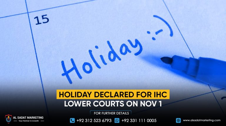 Holiday declared for IHC, lower courts on Nov 1