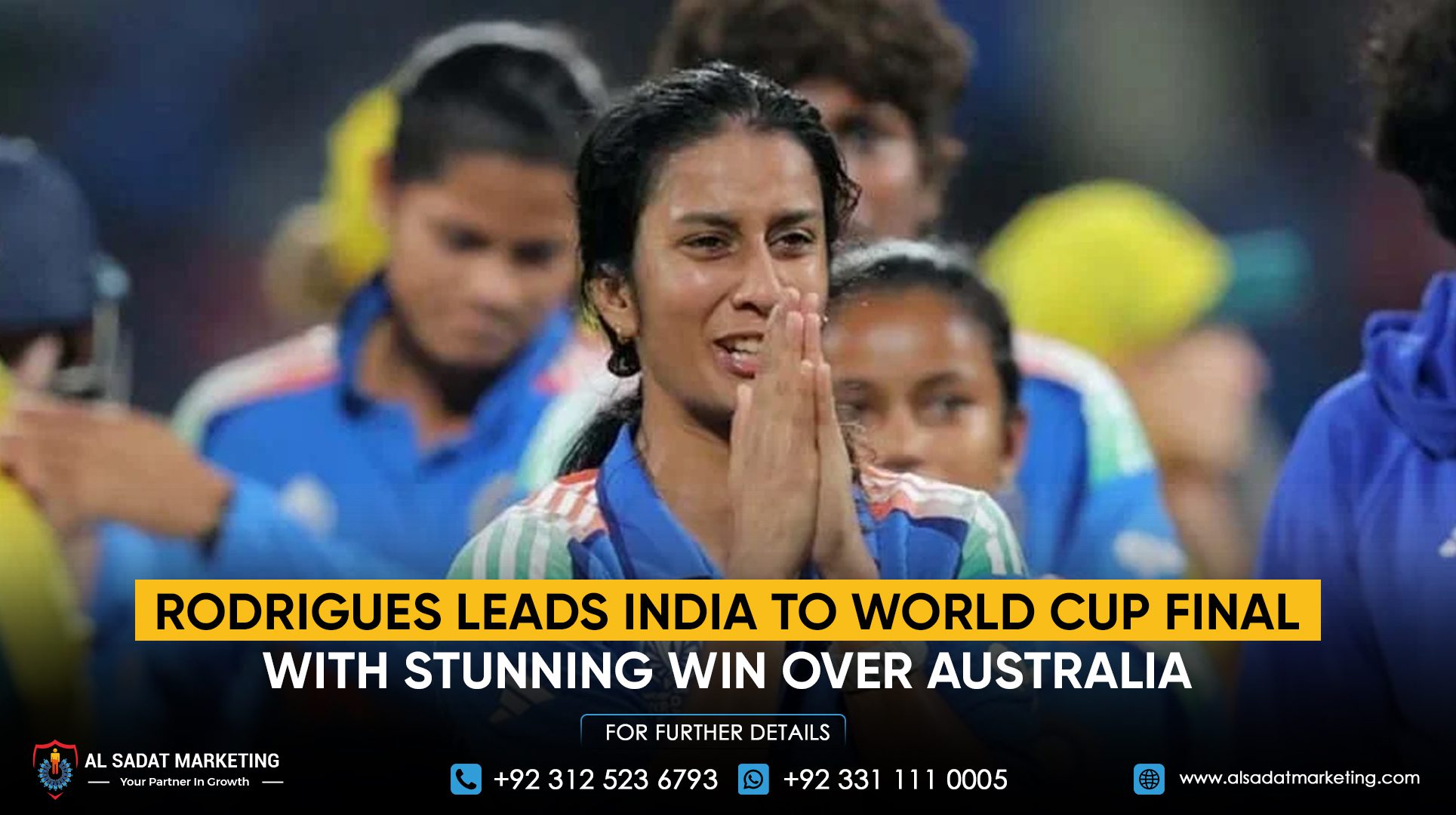 Rodrigues leads India to World Cup final with stunning win over Australia