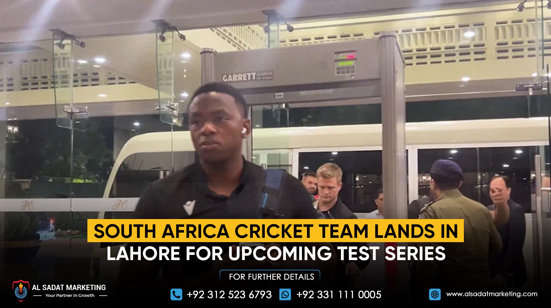 The South Africa cricket team lands in Lahore for the upcoming Test series