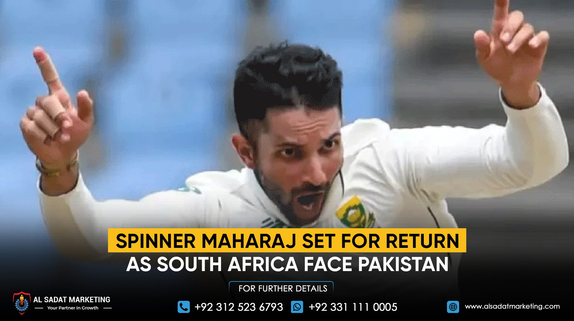 Spinner Maharaj Set for Return as South Africa Face Pakistan