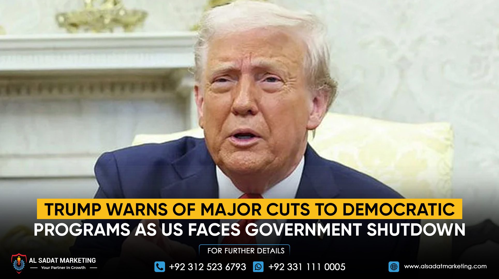Trump Warns of Major Cuts to Democratic Programs as US Faces Government Shutdown