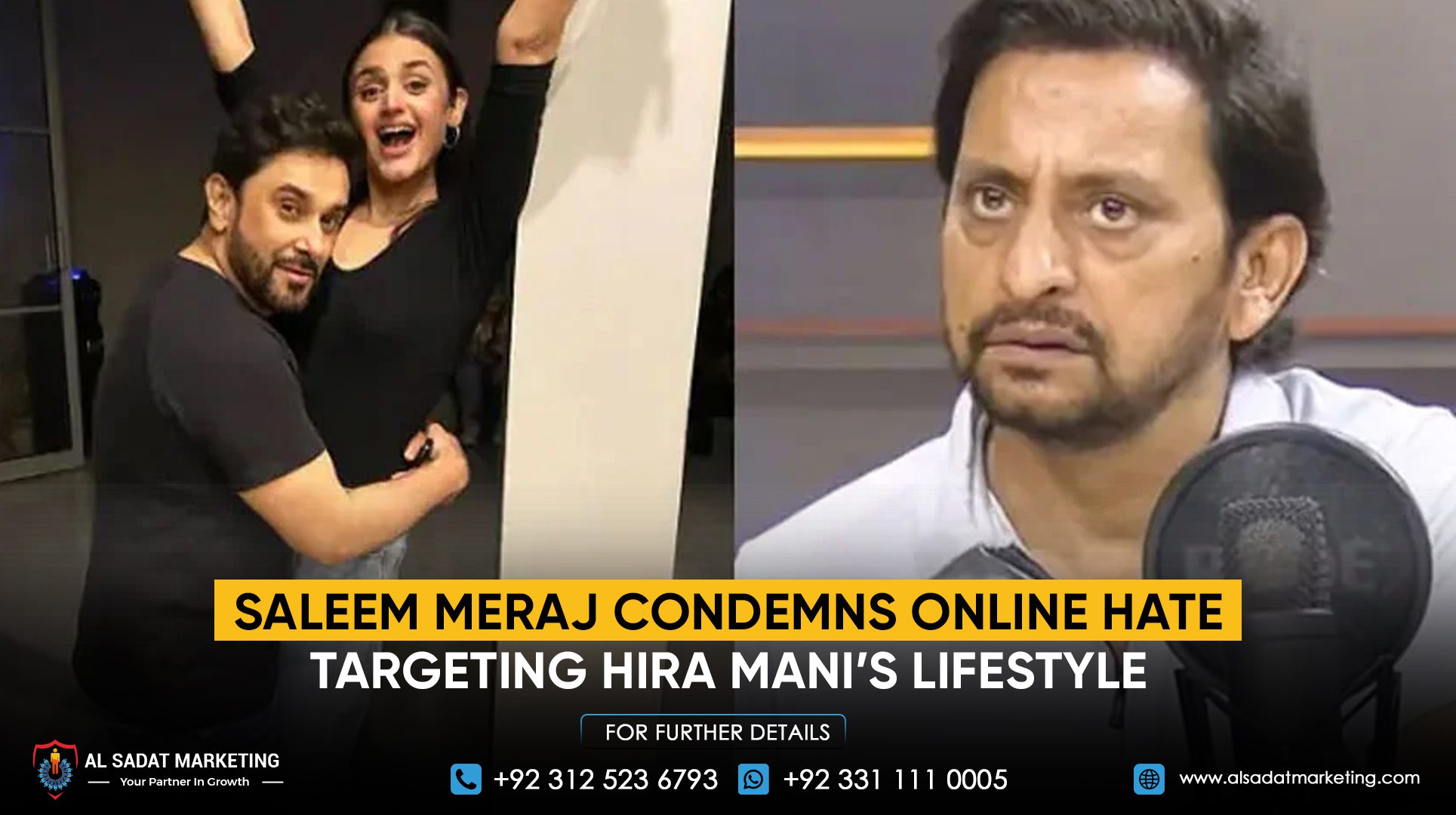 Saleem Meraj condemns online hate targeting Hira Mani’s lifestyle