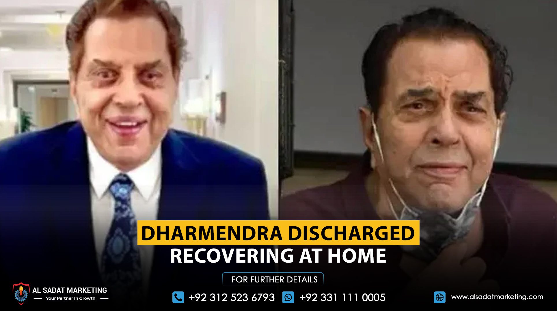 Dharmendra discharged, recovering at home