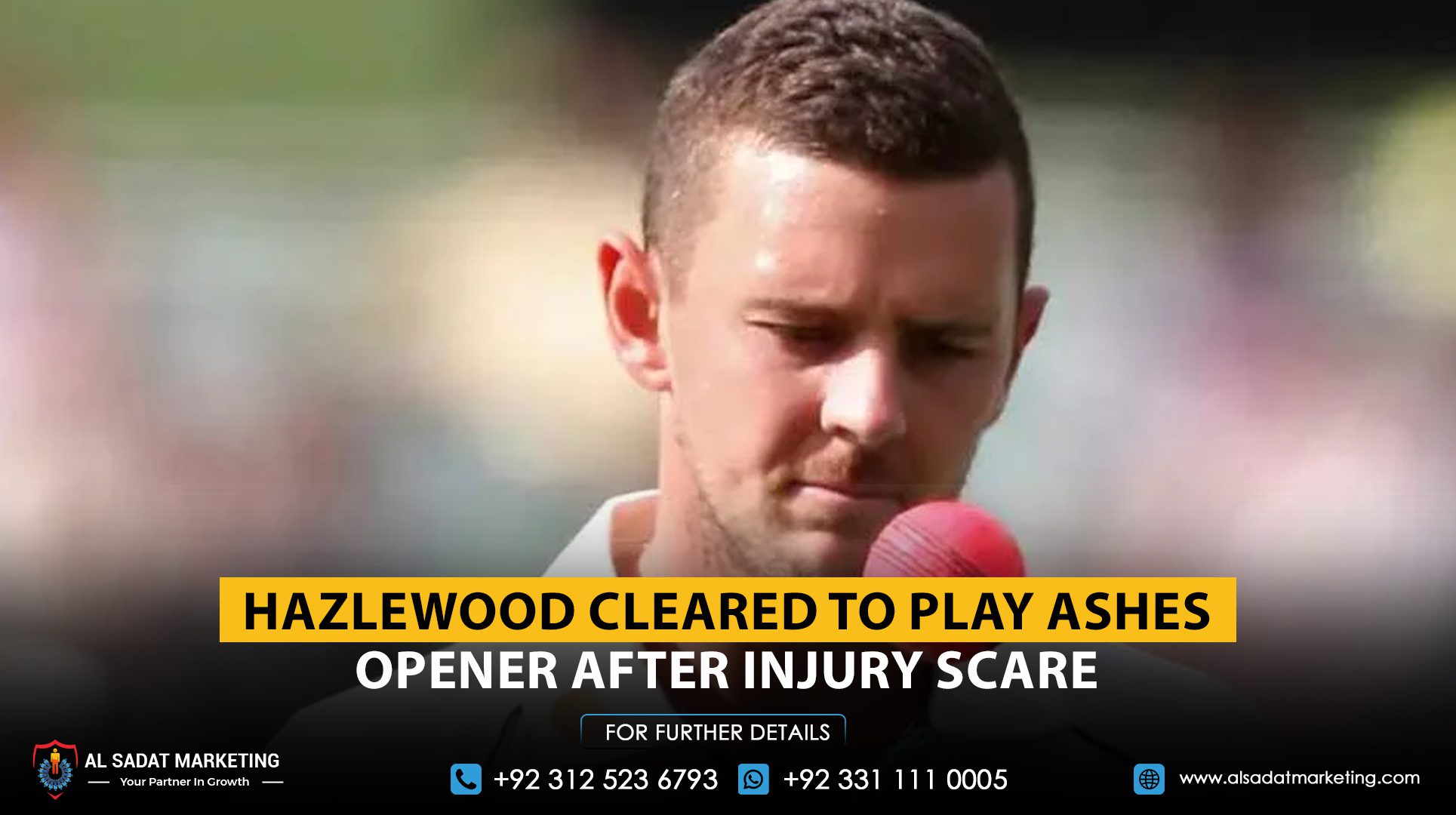 Hazlewood cleared to play Ashes opener after injury scare