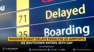 Massive flight delays paralyse US airports as shutdown enters 35th day