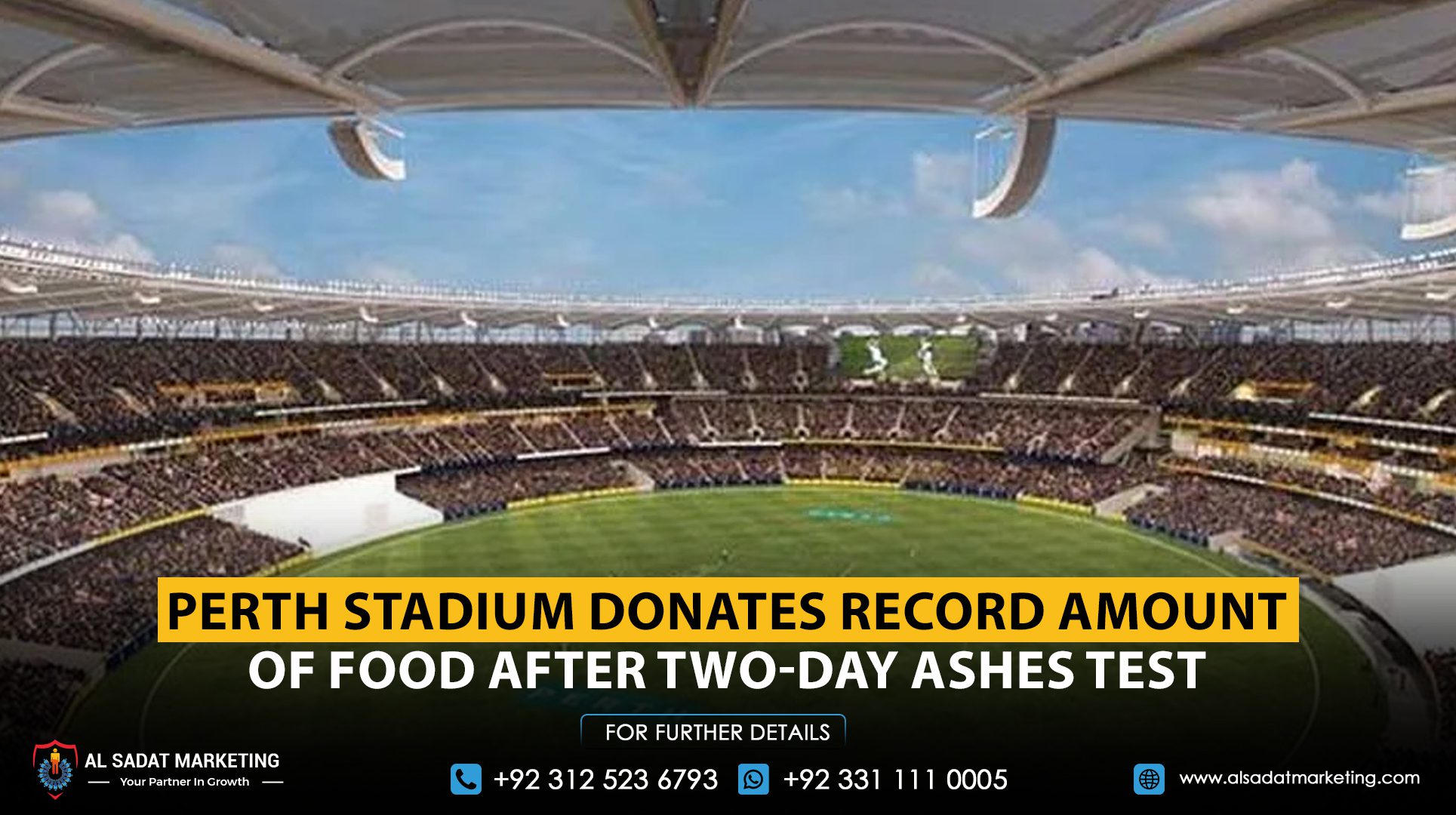 Perth Stadium Donates Record Amount of Food After Two-Day Ashes Test