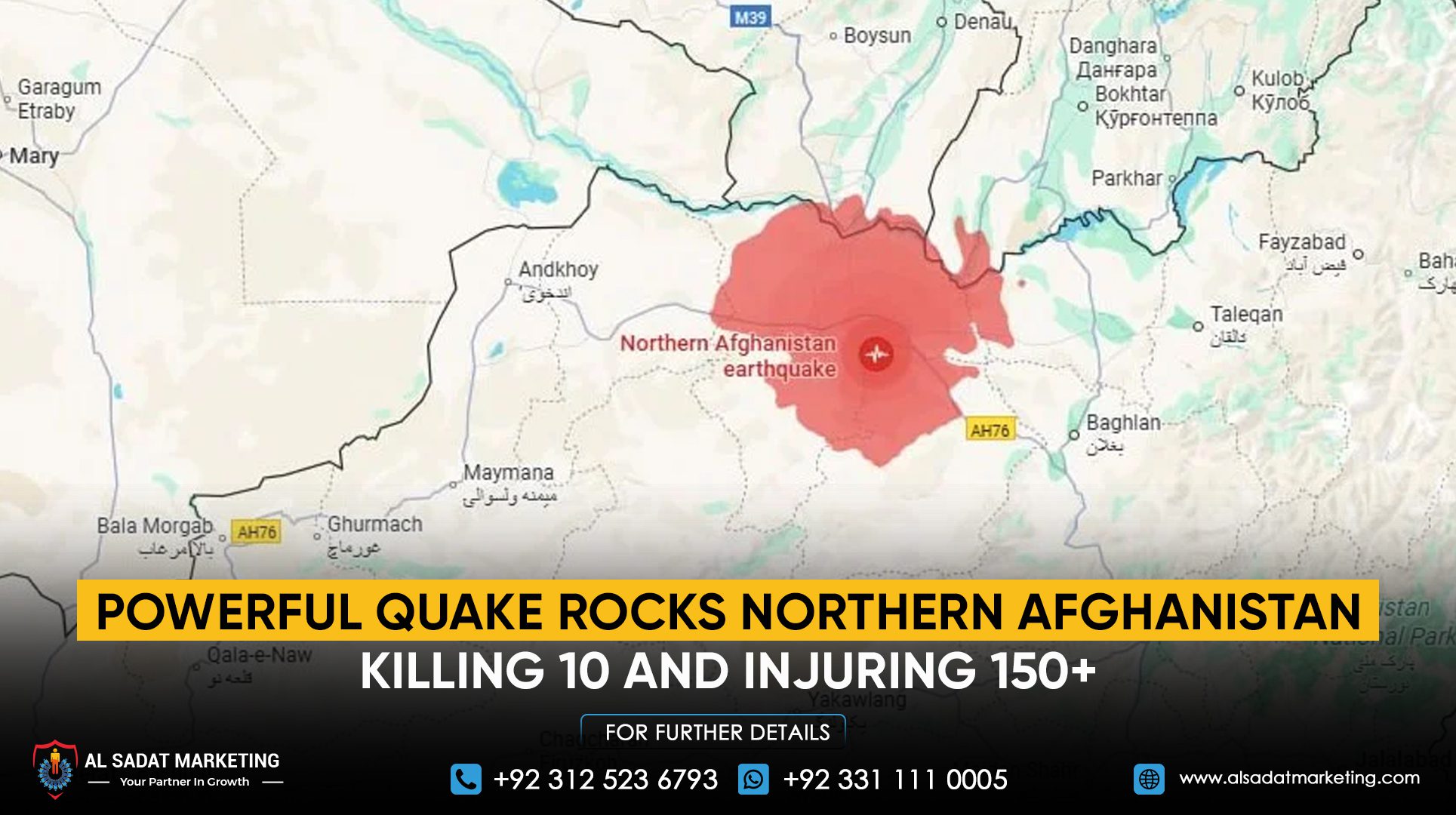 Powerful quake rocks northern Afghanistan, killing 10 and injuring 150+
