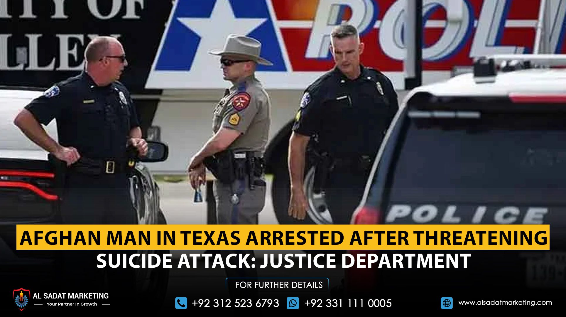 Afghan Man in Texas Arrested After Threatening Suicide Attack: Justice Department
