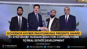 Governor Khyber Pakhtunkhwa Presents Award to Syed Sadat Hussain Shah for Contributions to Real Estate Development