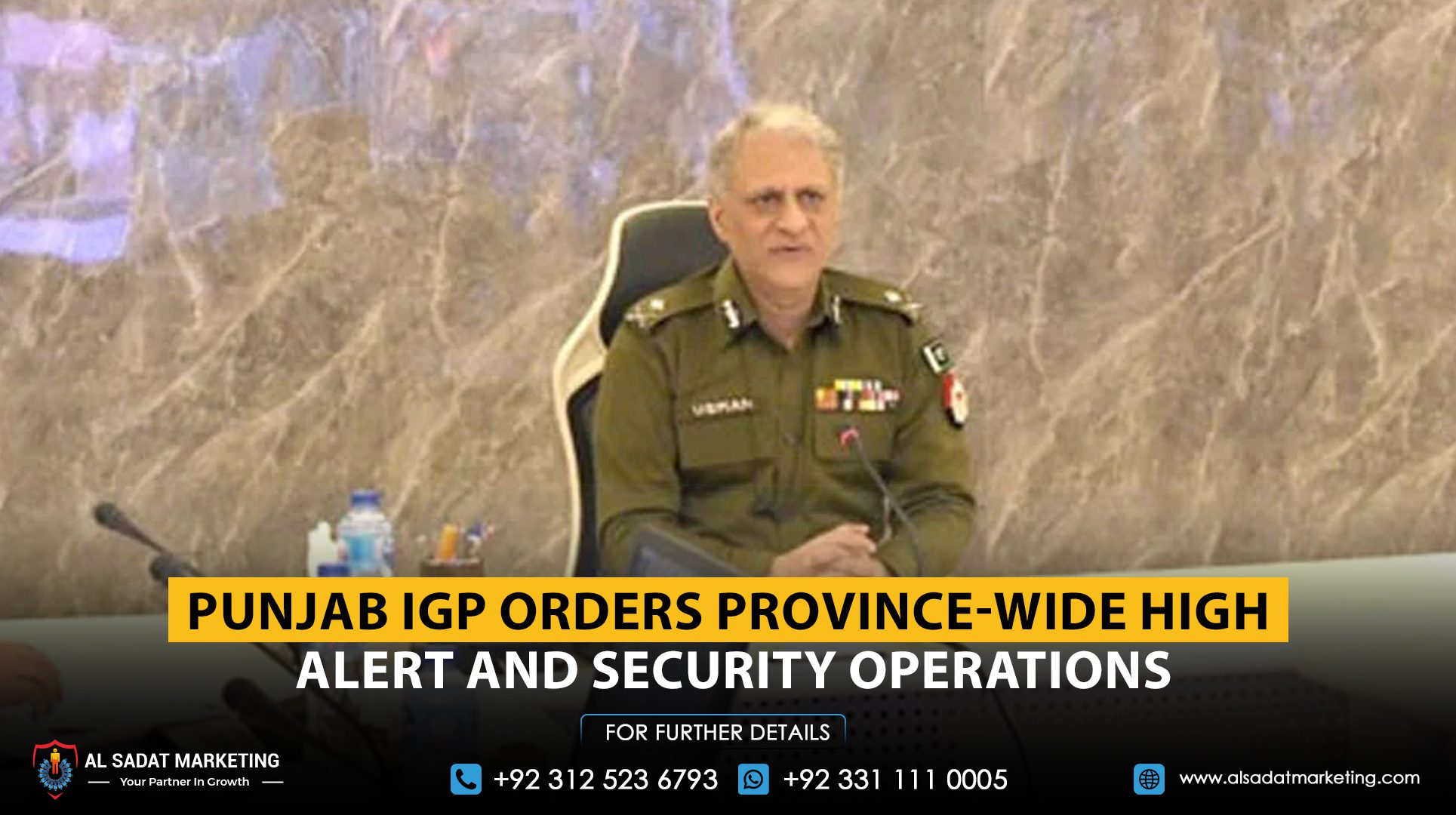 Punjab IGP Orders Province-Wide High Alert and Security Operations