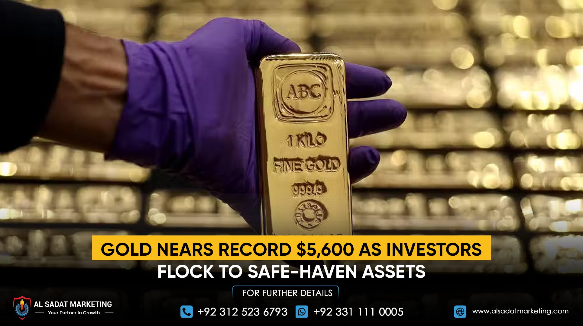 Gold Nears Record $5,600 as Investors Flock to Safe-Haven Assets