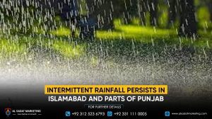 Intermittent rainfall persists in Islamabad and parts of Punjab