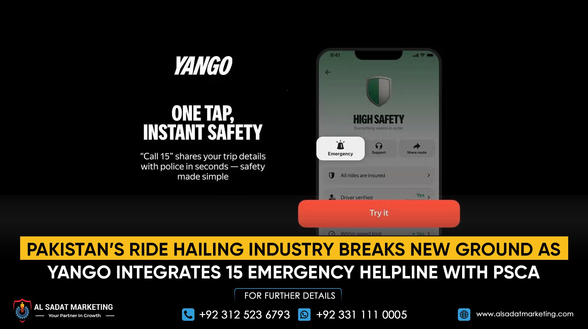 Pakistan’s Ride-Hailing Industry Breaks New Ground as Yango Integrates 15 Emergency Helplines with PSCA