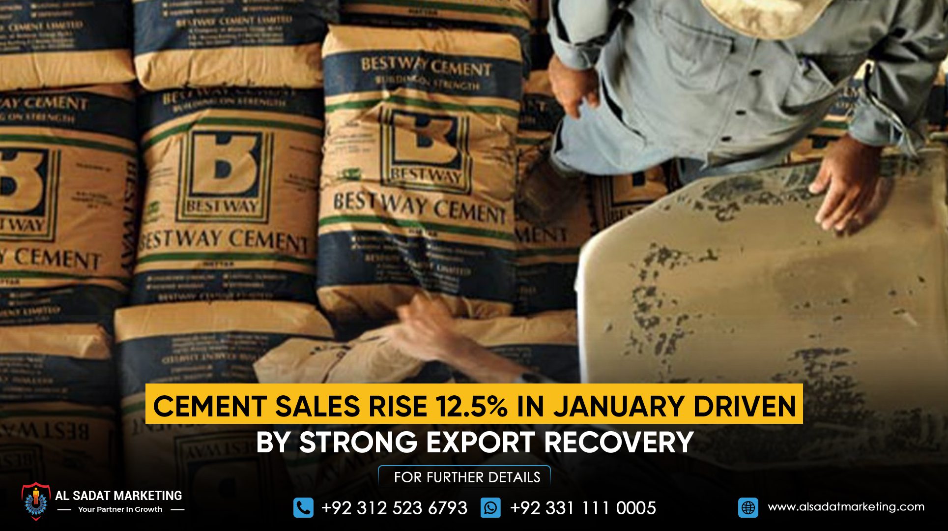 Cement Sales Rise 12.5% in January Driven by Strong Export Recovery