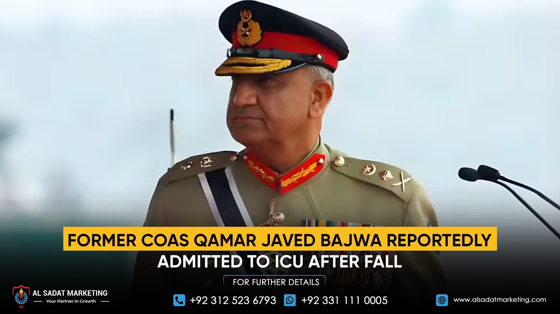 Former COAS Qamar Javed Bajwa Reportedly Admitted to ICU After Fall