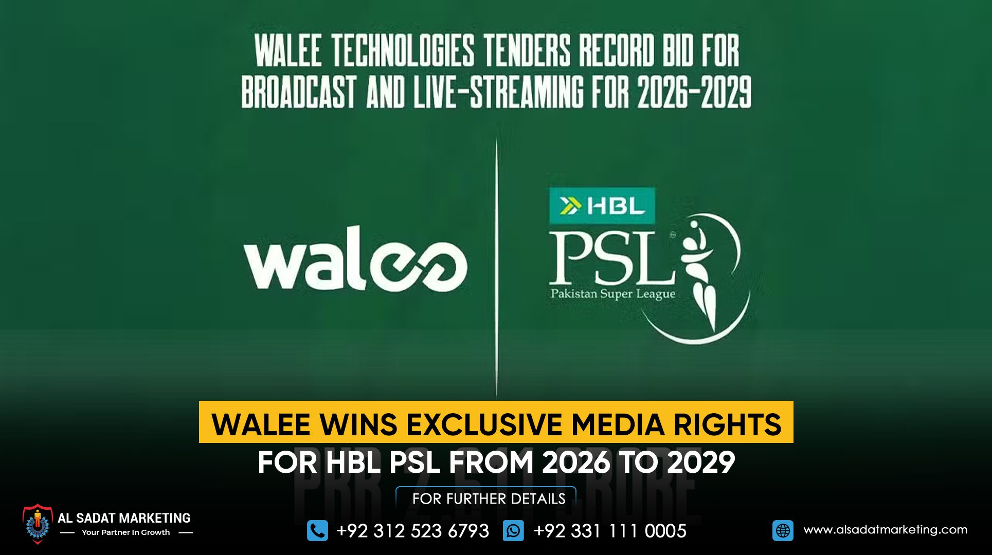 Walee Wins Exclusive Media Rights for HBL PSL from 2026 to 2029