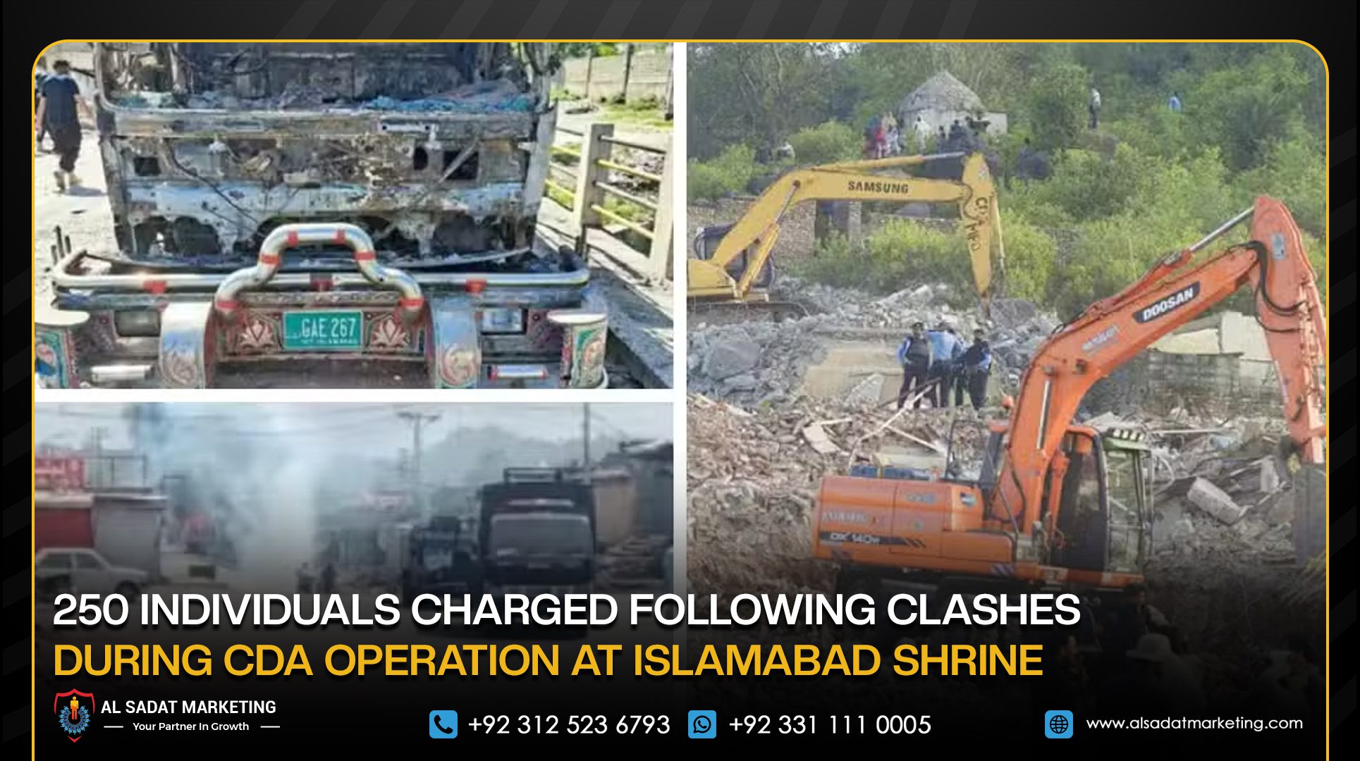 250 Individuals Charged Following Clashes During CDA Operation at Islamabad Shrine