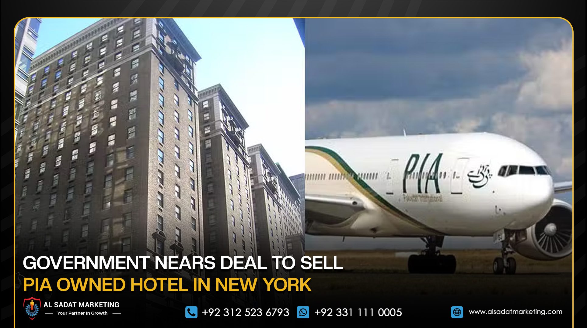Government Nears Deal to Sell PIA-Owned Hotel in New York