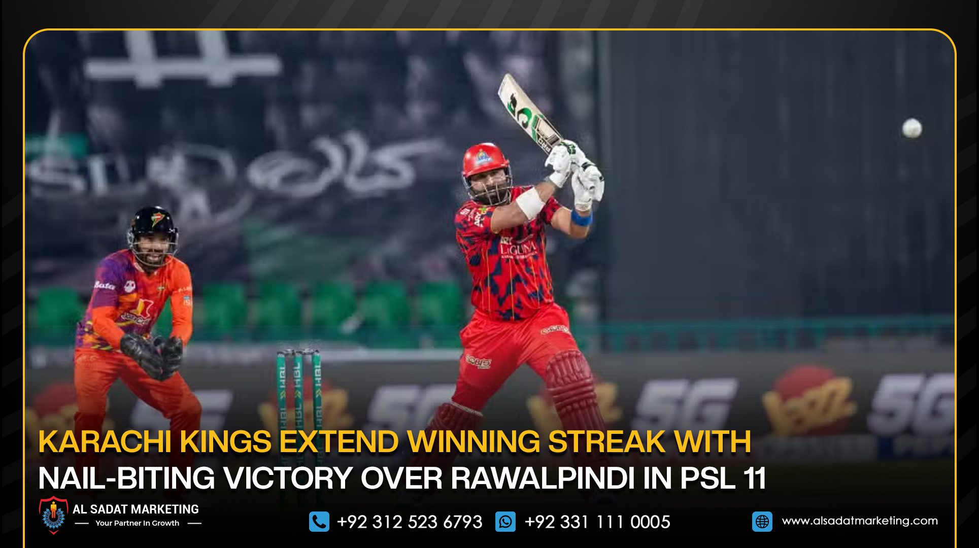 Karachi Kings Extend Winning Streak With Nail-Biting Victory Over Rawalpindi in PSL 11