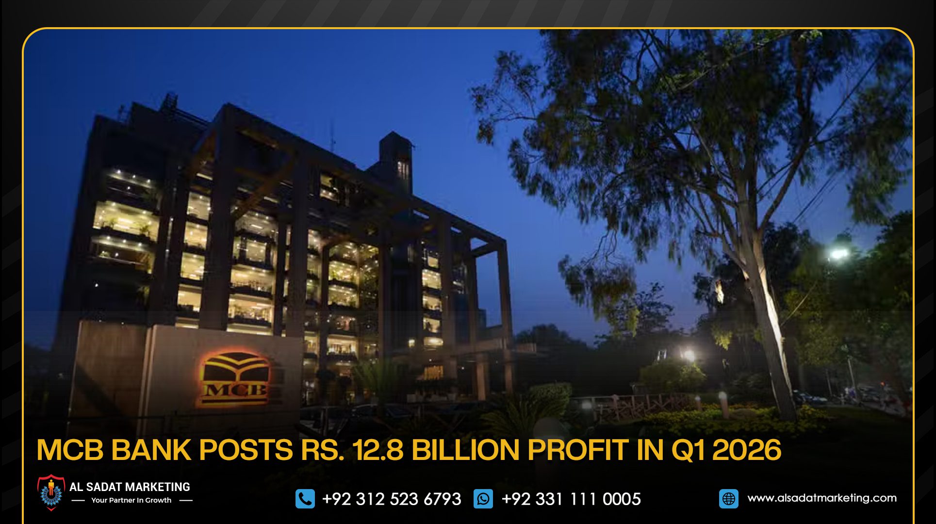 MCB Bank Posts Rs. 12.8 Billion Profit in Q1 2026