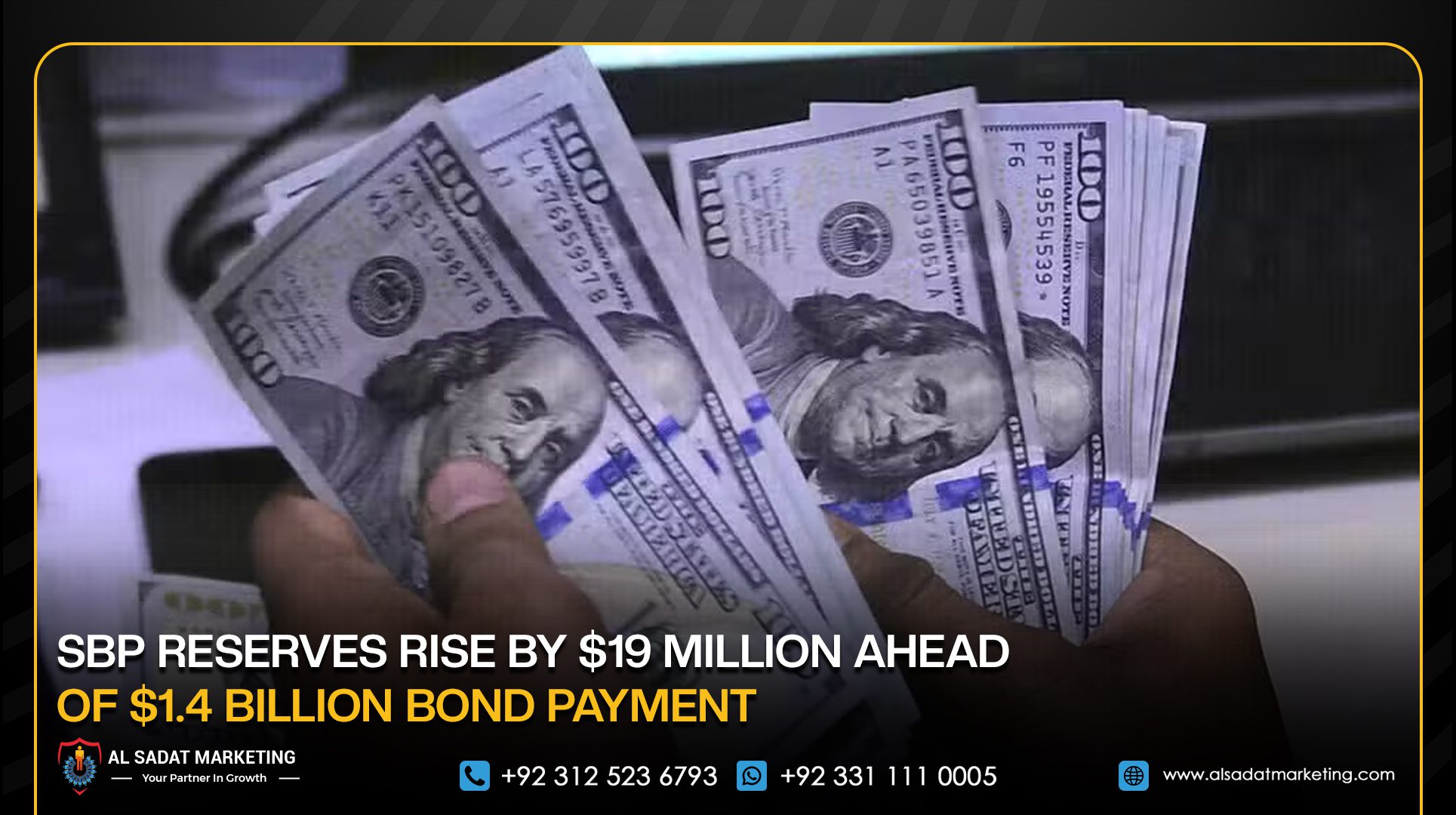 SBP Reserves Rise by $19 Million Ahead of $1.4 Billion Bond Payment