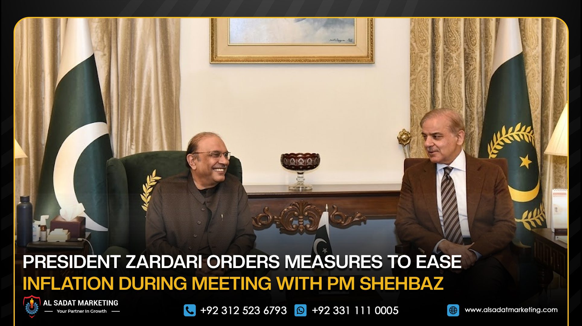 President Zardari Orders Measures to Ease Inflation During Meeting With PM Shehbaz