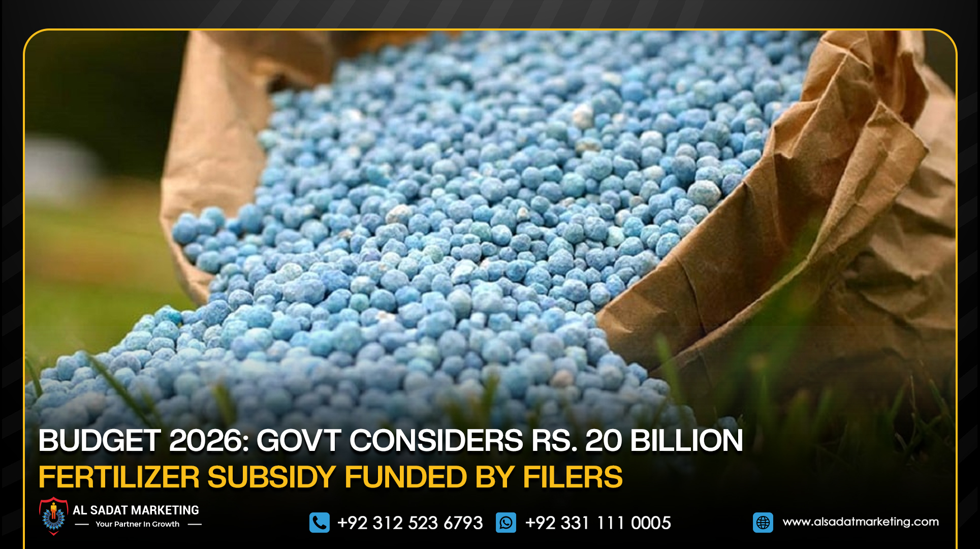 Budget 2026: Govt Considers Rs. 20 Billion Fertilizer Subsidy Funded by Filers