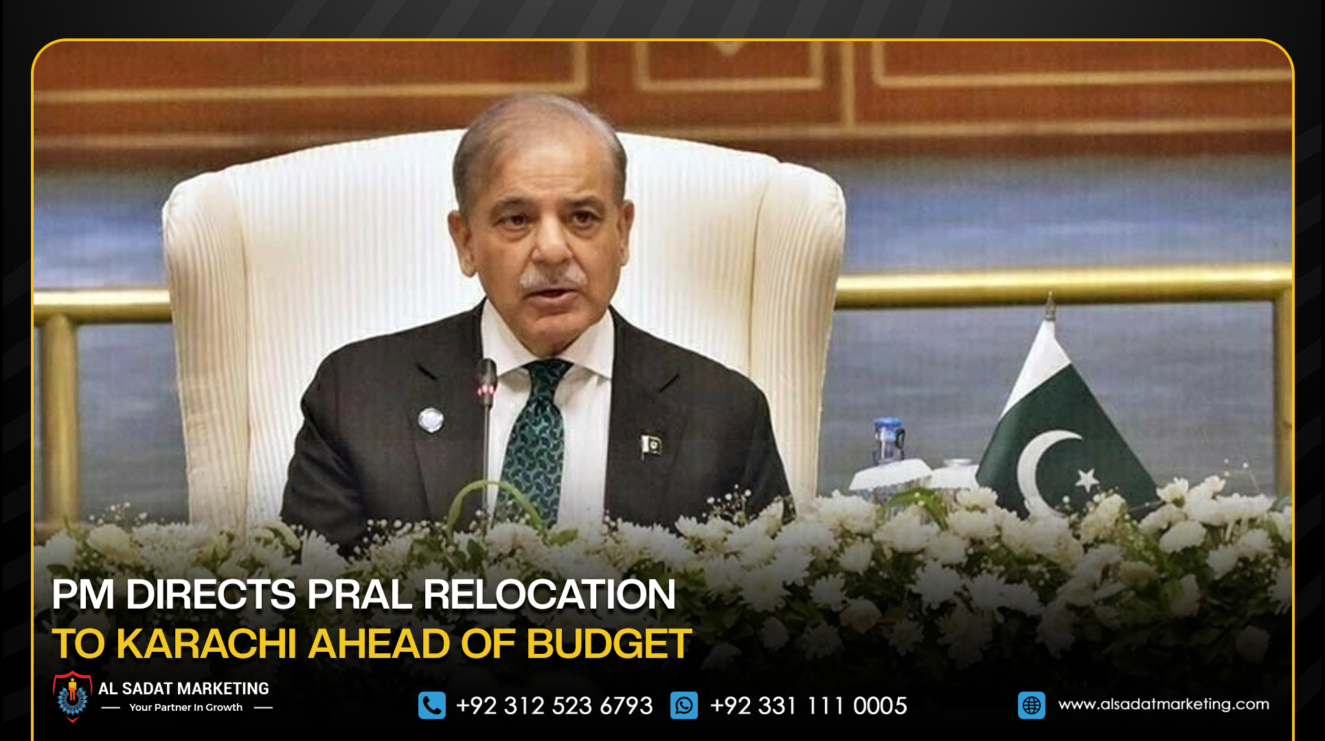 PM Directs PRAL Relocation to Karachi Ahead of Budget