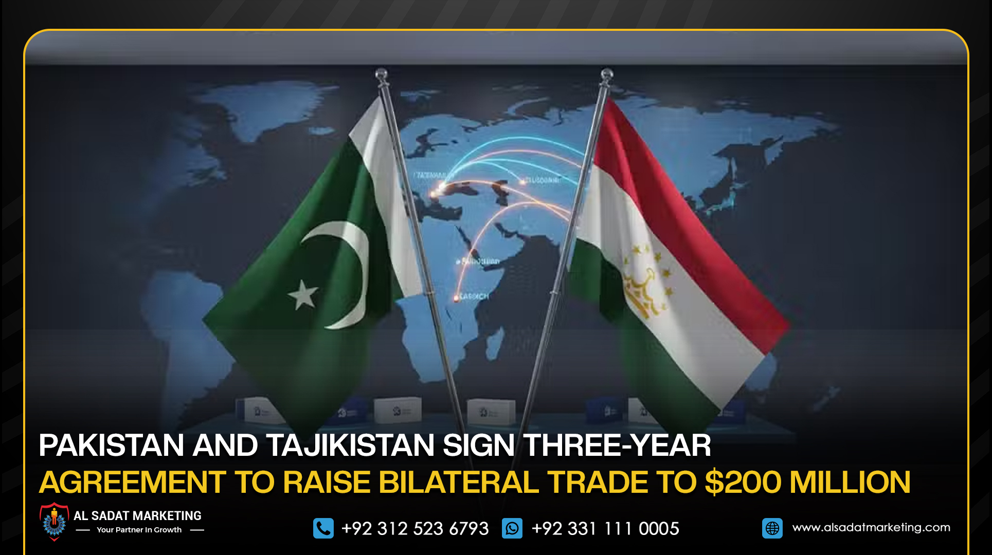 Pakistan and Tajikistan Sign Three-Year Agreement to Raise Bilateral Trade to $200 Million