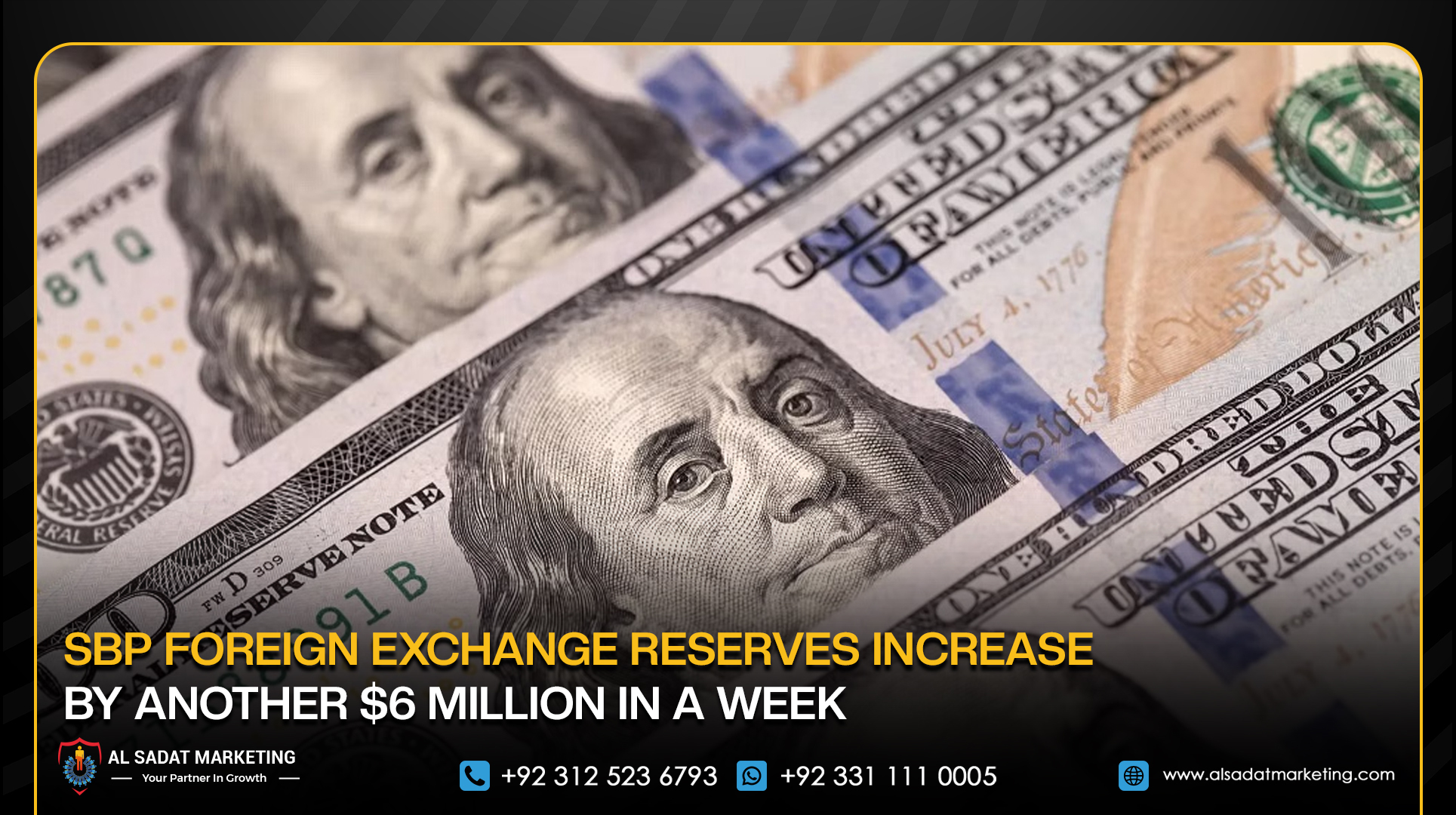 SBP Foreign Exchange Reserves Increase by Another $6 Million in a Week