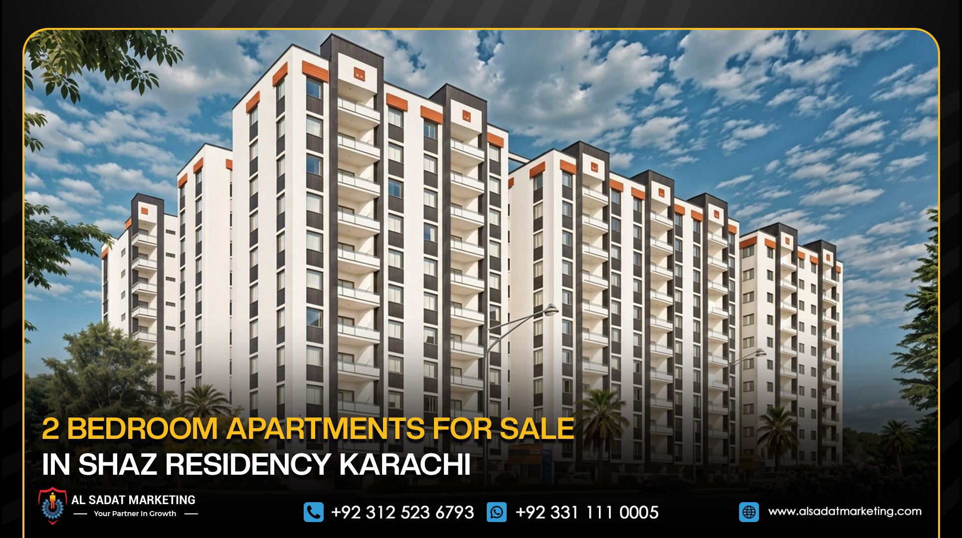2 Bedroom Apartments for Sale in Shaz Residency Karachi