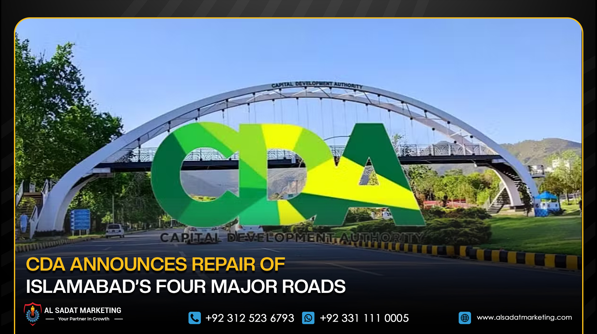 CDA Announces Repair of Islamabad’s Four Major Roads