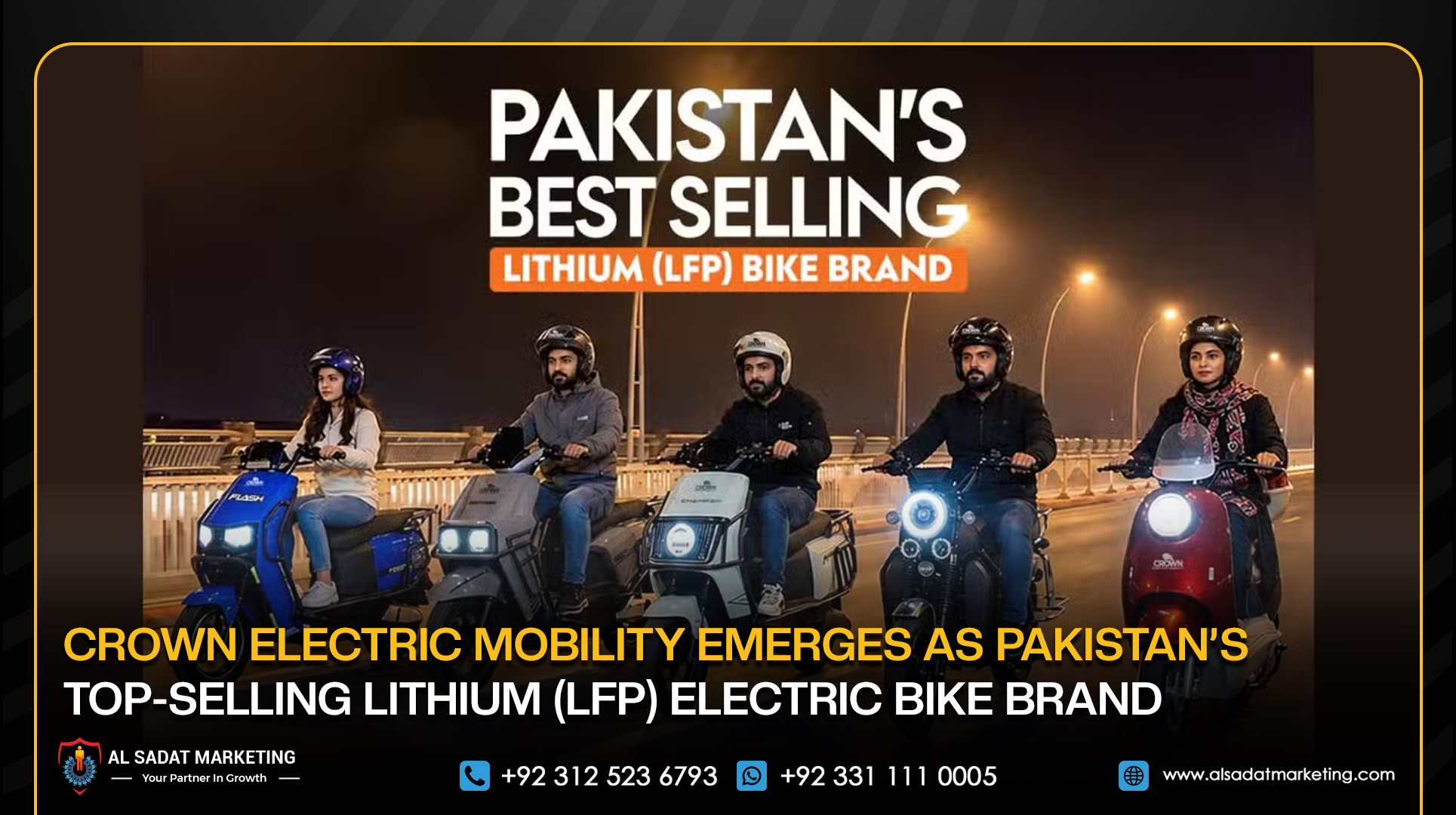 Crown Electric Mobility Emerges as Pakistan’s Top-Selling Lithium (LFP) Electric Bike Brand