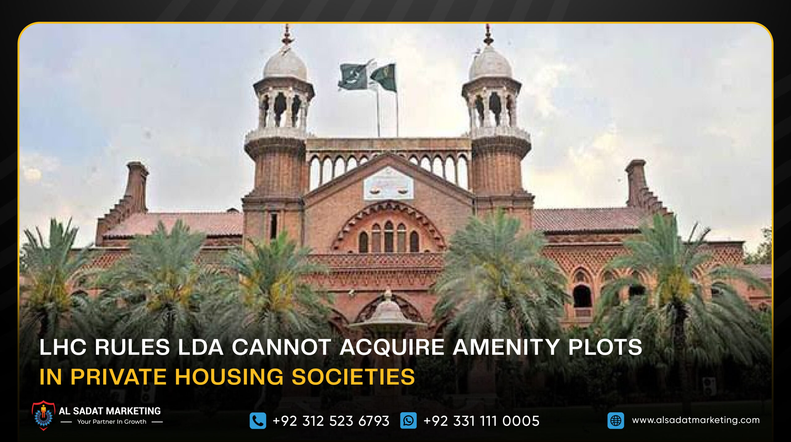 LHC Rules LDA Cannot Acquire Amenity Plots in Private Housing Societies