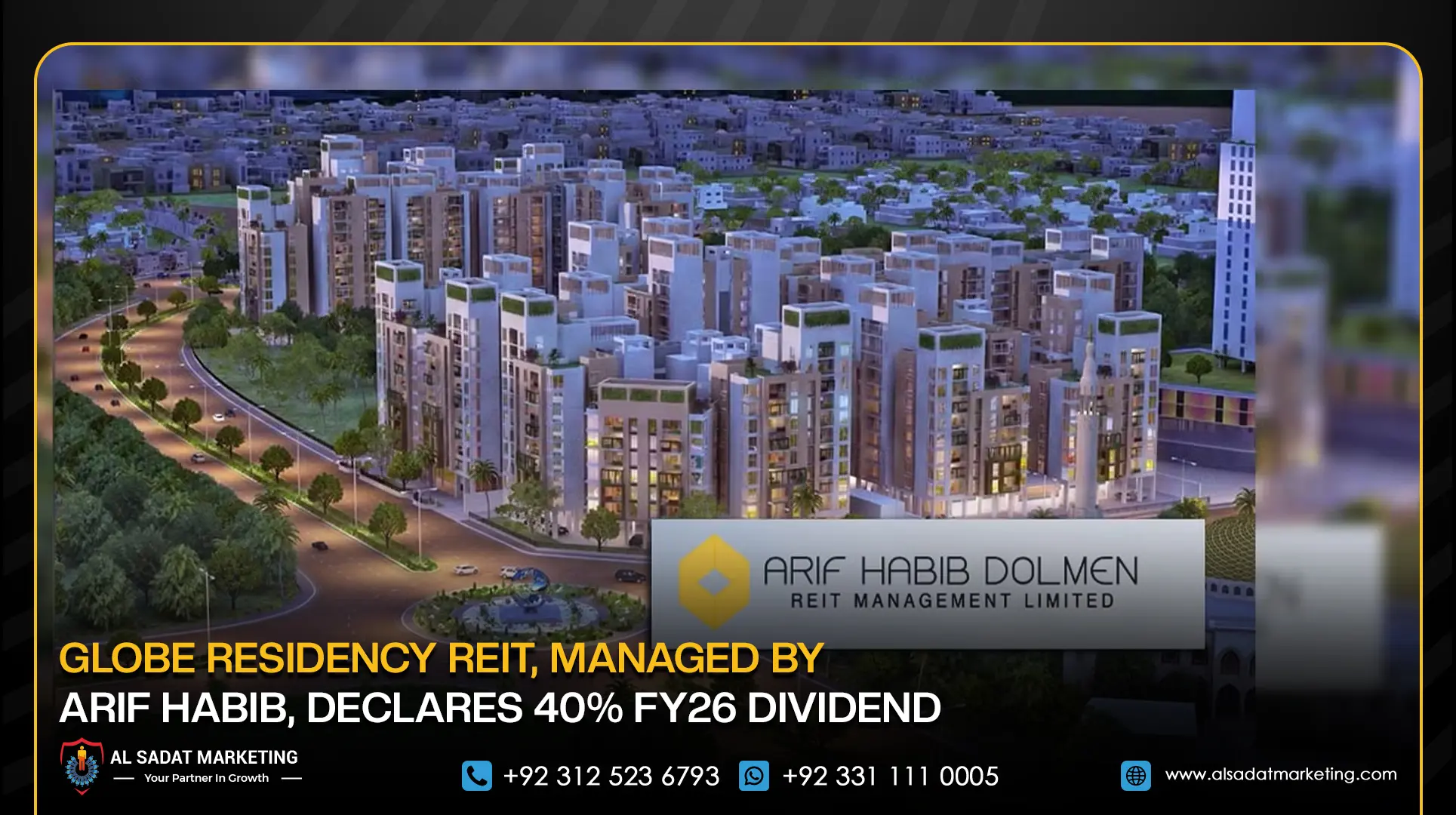 Globe Residency REIT, Managed by Arif Habib, Declares 40% FY26 Dividend