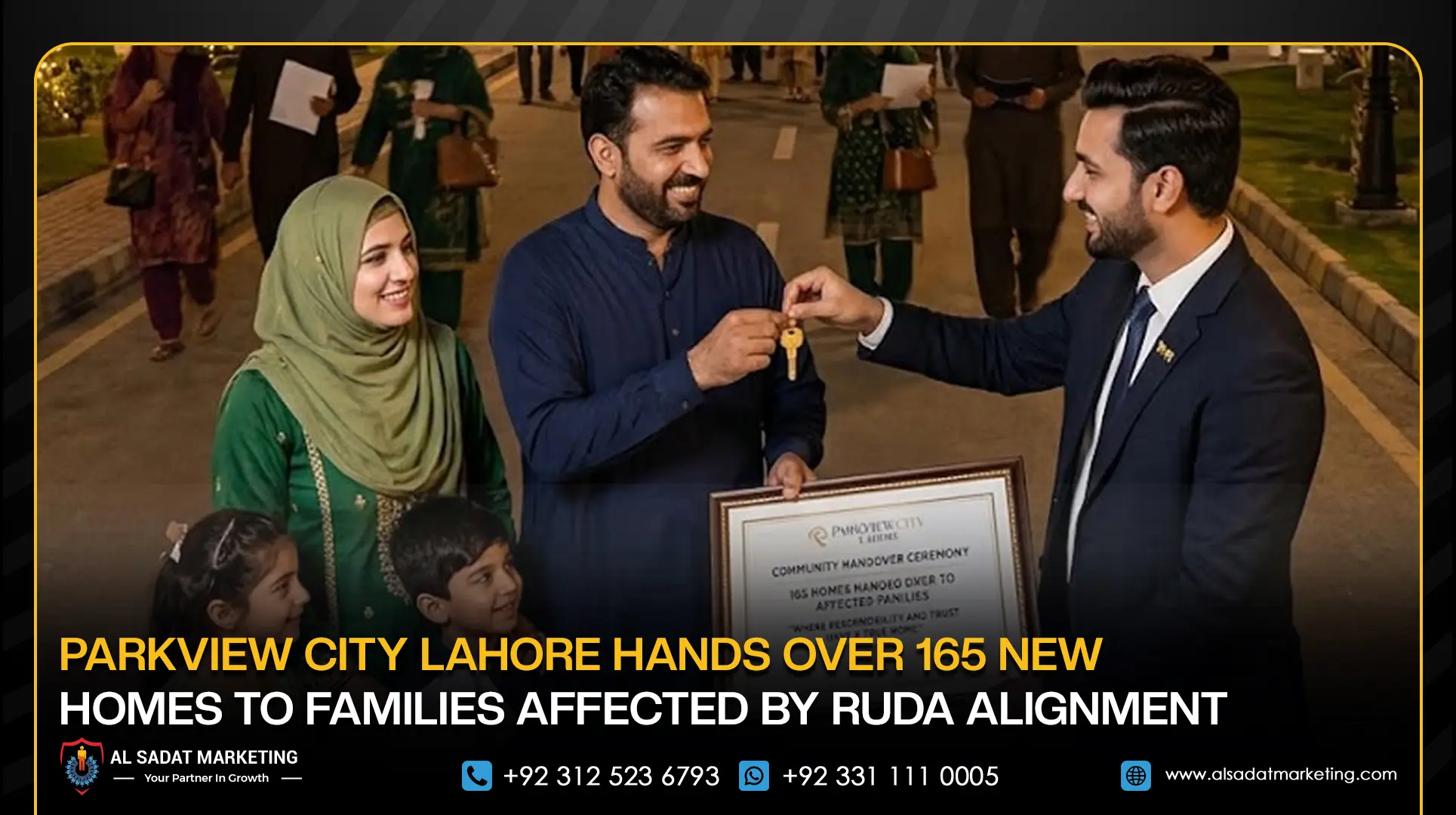 ParkView City Lahore Hands Over 165 New Homes to Families Affected by RUDA Alignment