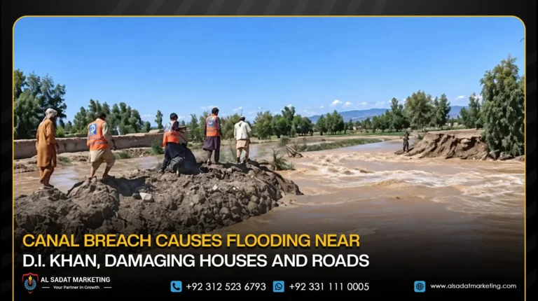 Canal Breach Causes Flooding Near D.I. Khan, Damaging Houses and Roads